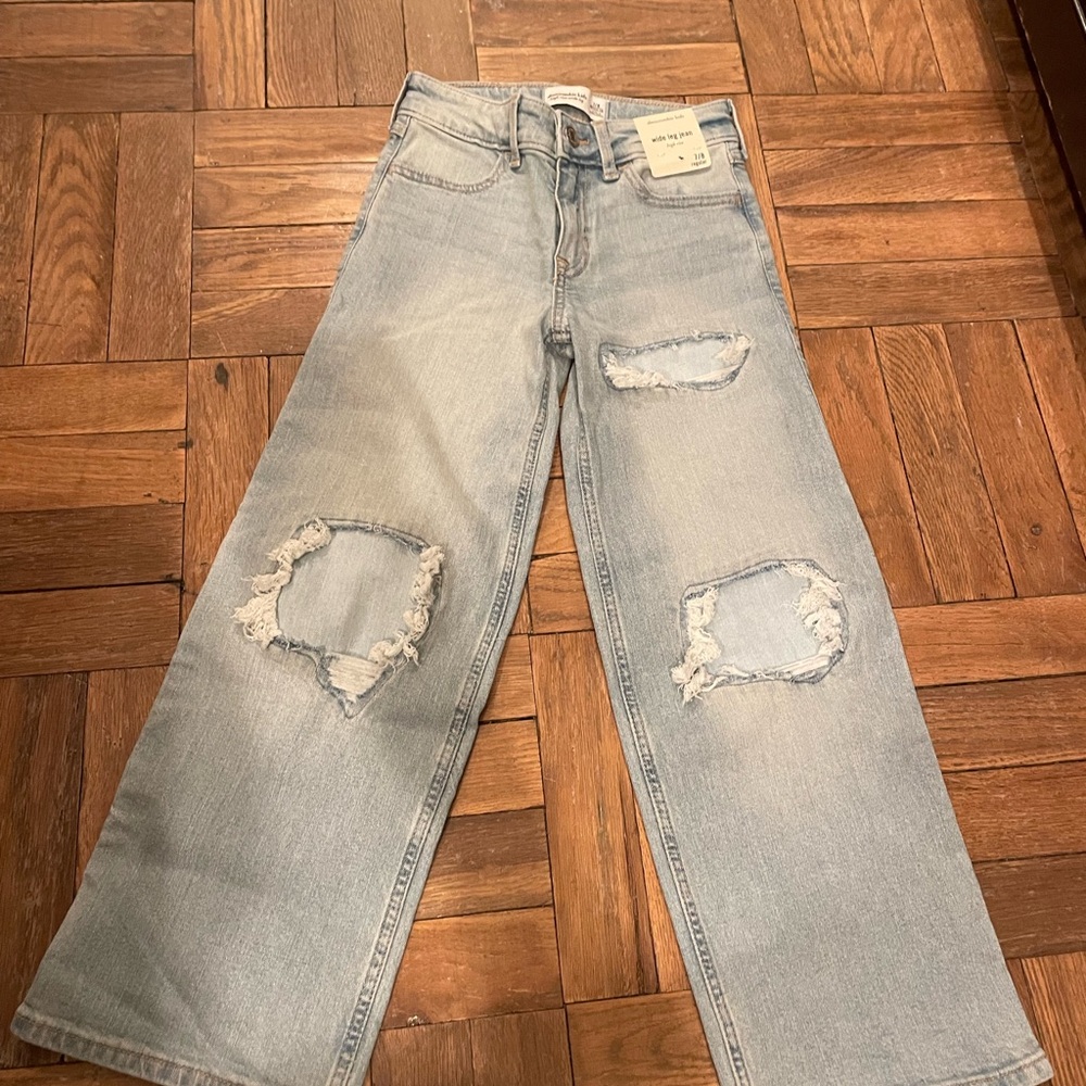abercrombie kids jeans high rise wide leg 7/8 regular